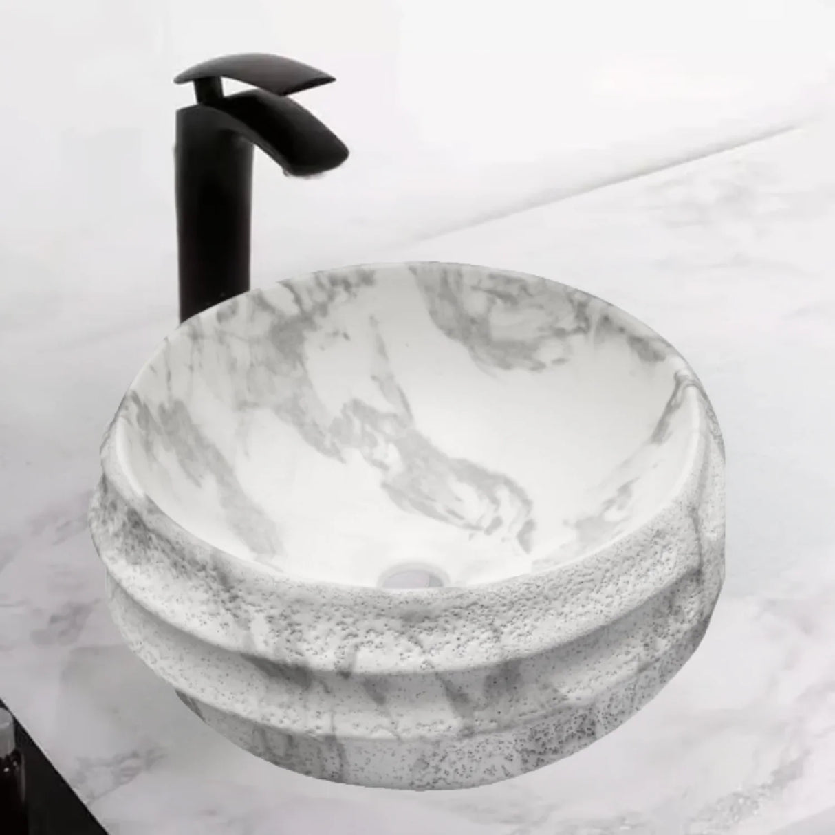 Lavamanos Sobreponer Baño Cerámica Blanca Texturizada