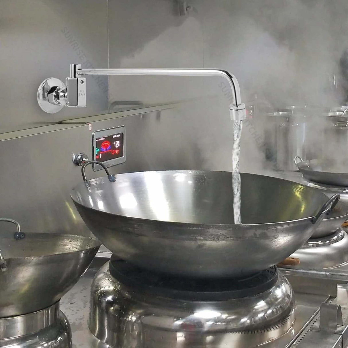 Griferia Restaurante Oscilante Automático Sunrise 12” para Rango de Wok Comercial