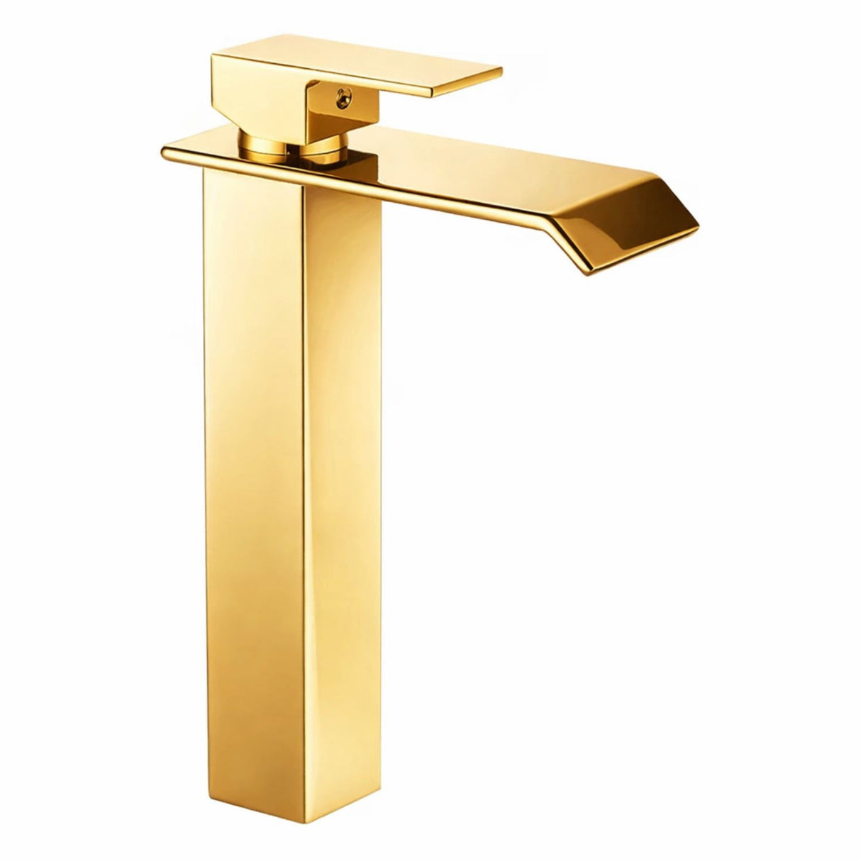 Grifería Lavamanos Alta Cascada Oro Brillante 28 cm de alto