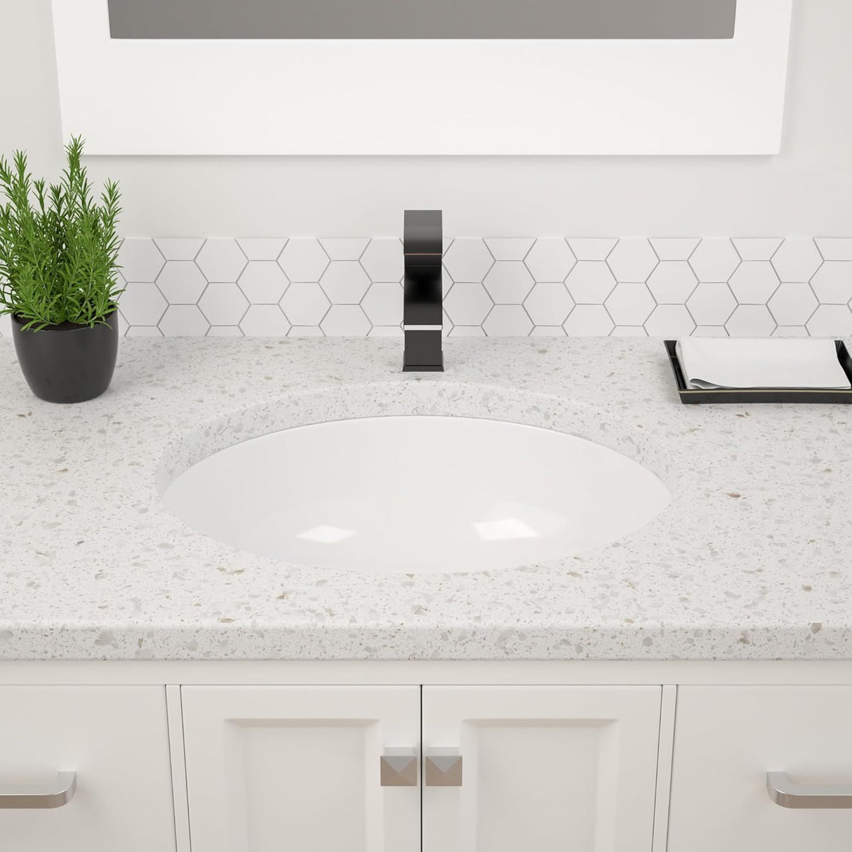 Lavamanos De Bajo Poner Vancouver Blanco Ovalado Con Rebose - 33x29x17 Cm | 42x34x20 Cm | 47x39x19 Cm