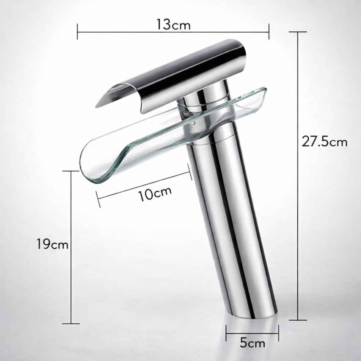 Grifería Monocontrol Lavamanos Alto Cascada Transparente – Diseño Moderno Premium 25,7 cm de alto