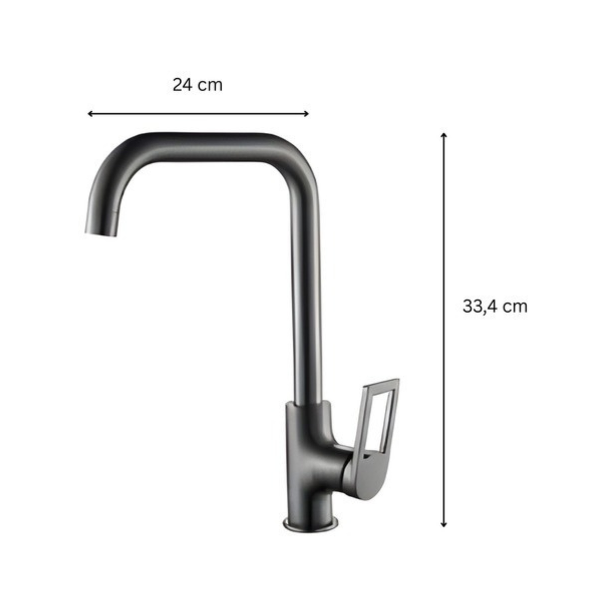 Grifería Monomando Spacco Alto Gris Concreto Cuello Acero In