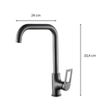 Grifería Monomando Spacco Alto Gris Concreto Cuello Acero In