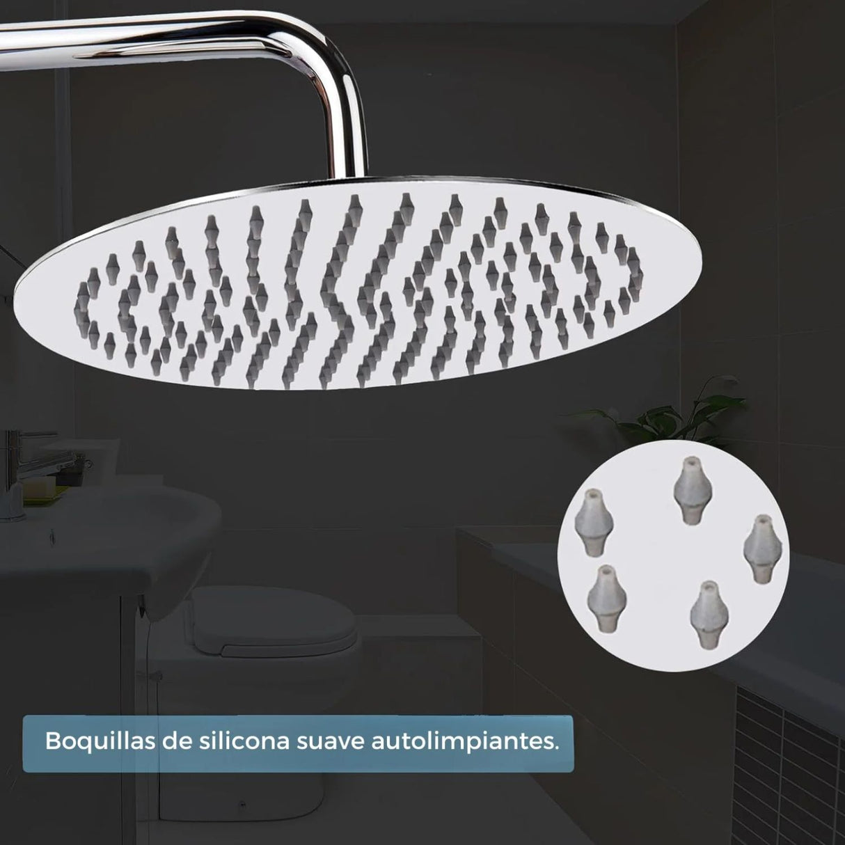 Regadera Acero Ultraplana 25 cms Redonda Alta Calidad Sin Tubo