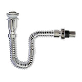 Kit Grifería Lavamanos Poste Alto Agua Fría + Sifón Desagüe Push Flexible Corrugado - Acero Inoxidable y Cromado
