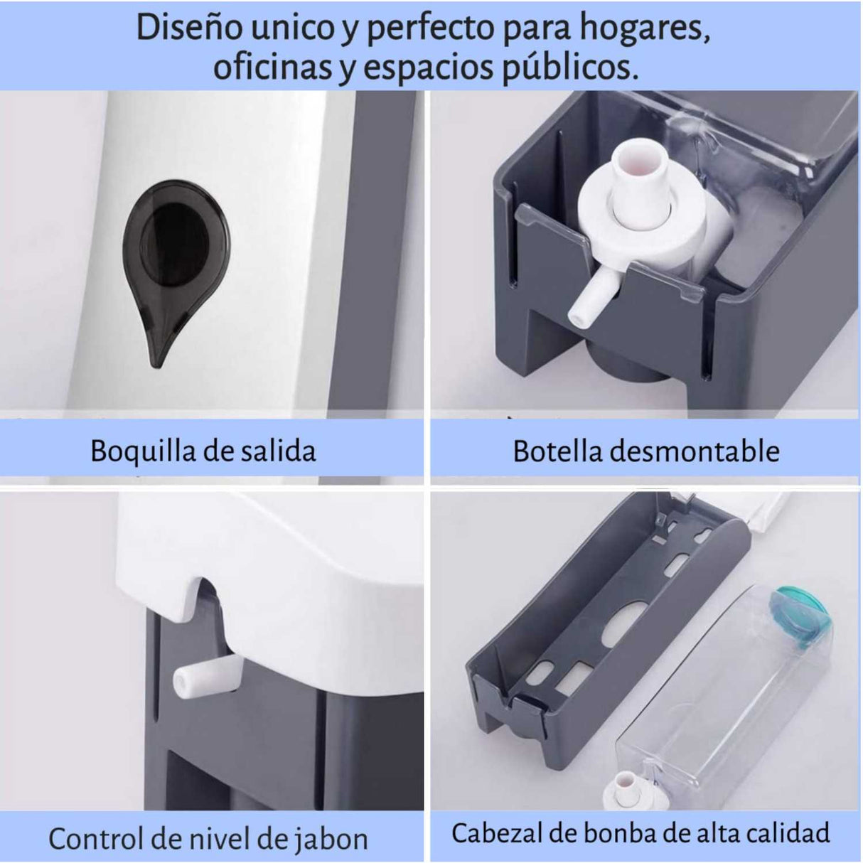 Dispensador de Jabón Líquido o Espuma 1000 ml – Montaje en Pared