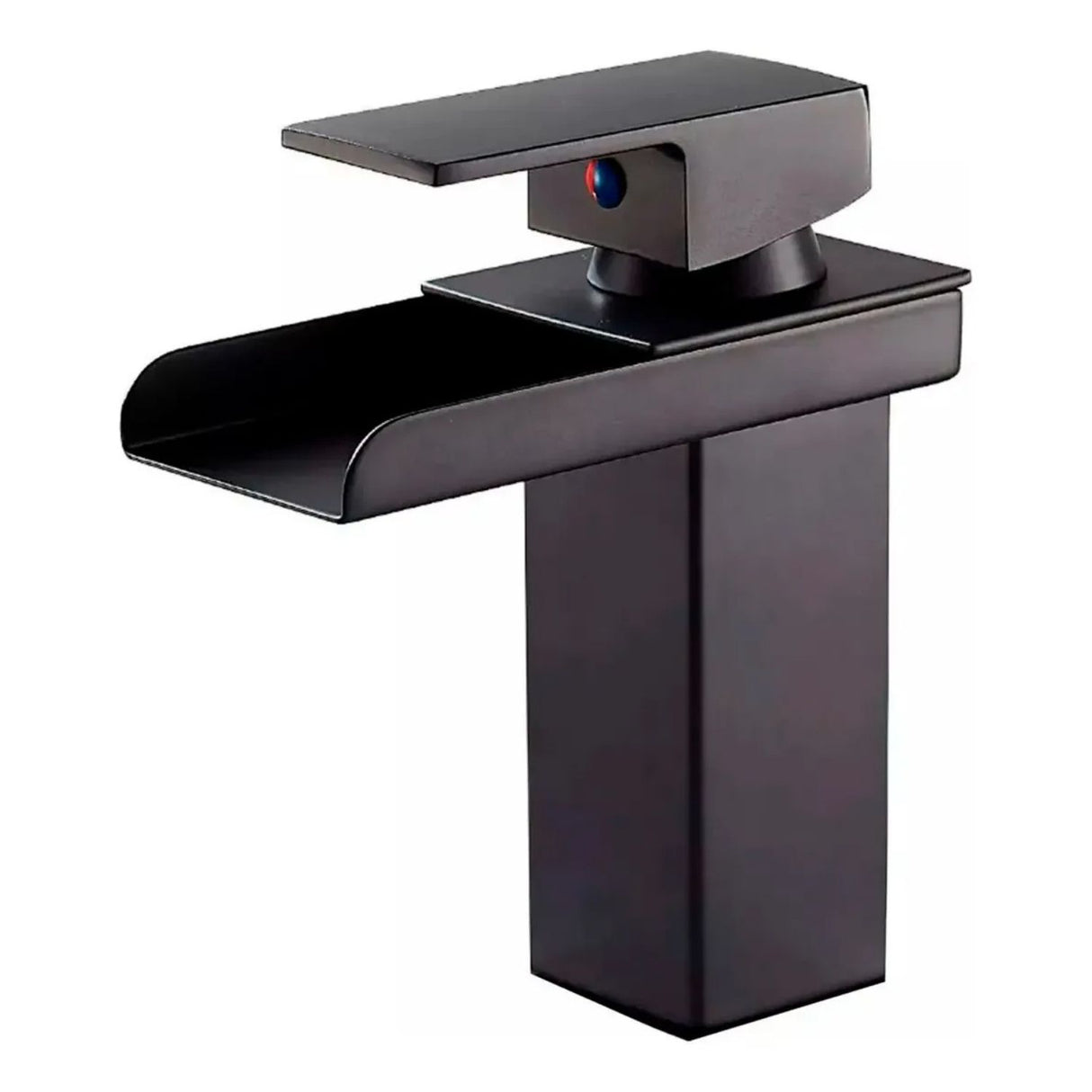 Grifería Lavamanos Bajo Cascada Negro Mate Monocontrol 20 cm con Acoples de Instalación