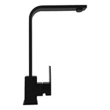 Grifería Lavaplatos Negra Mate Cuello L Cuadrado Monocontrol 34 cm para Cocina Moderna