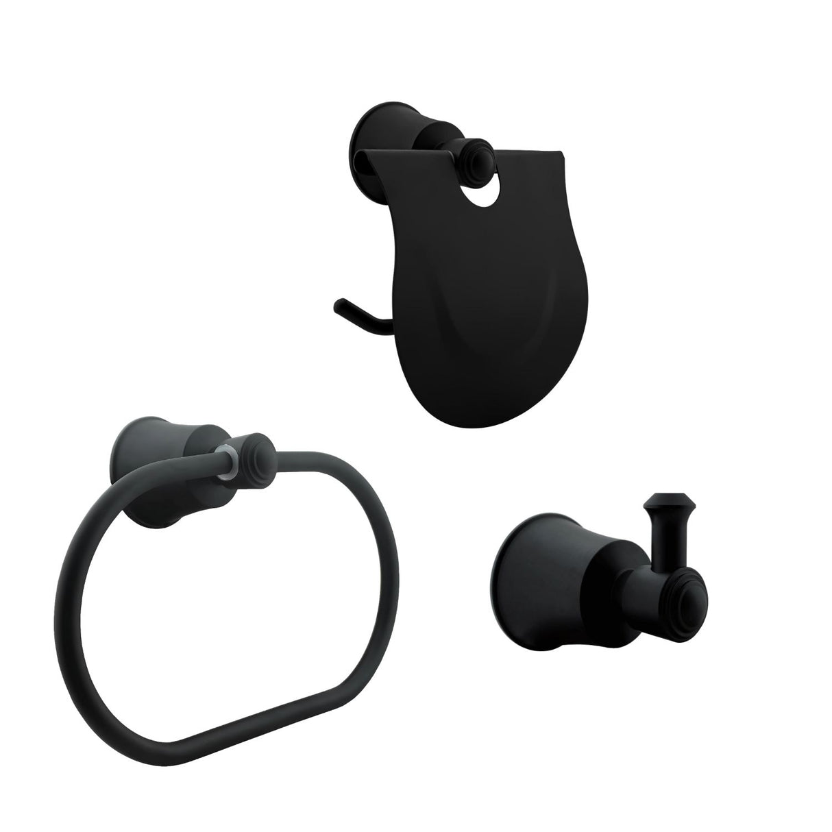 Set De Accesorios Para Baño L. Turmalina Negro (Aluminio) - 3 Piezas