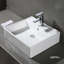 Lavamanos Porcelana Blanco Cuadrado Con Rebose De 38cm