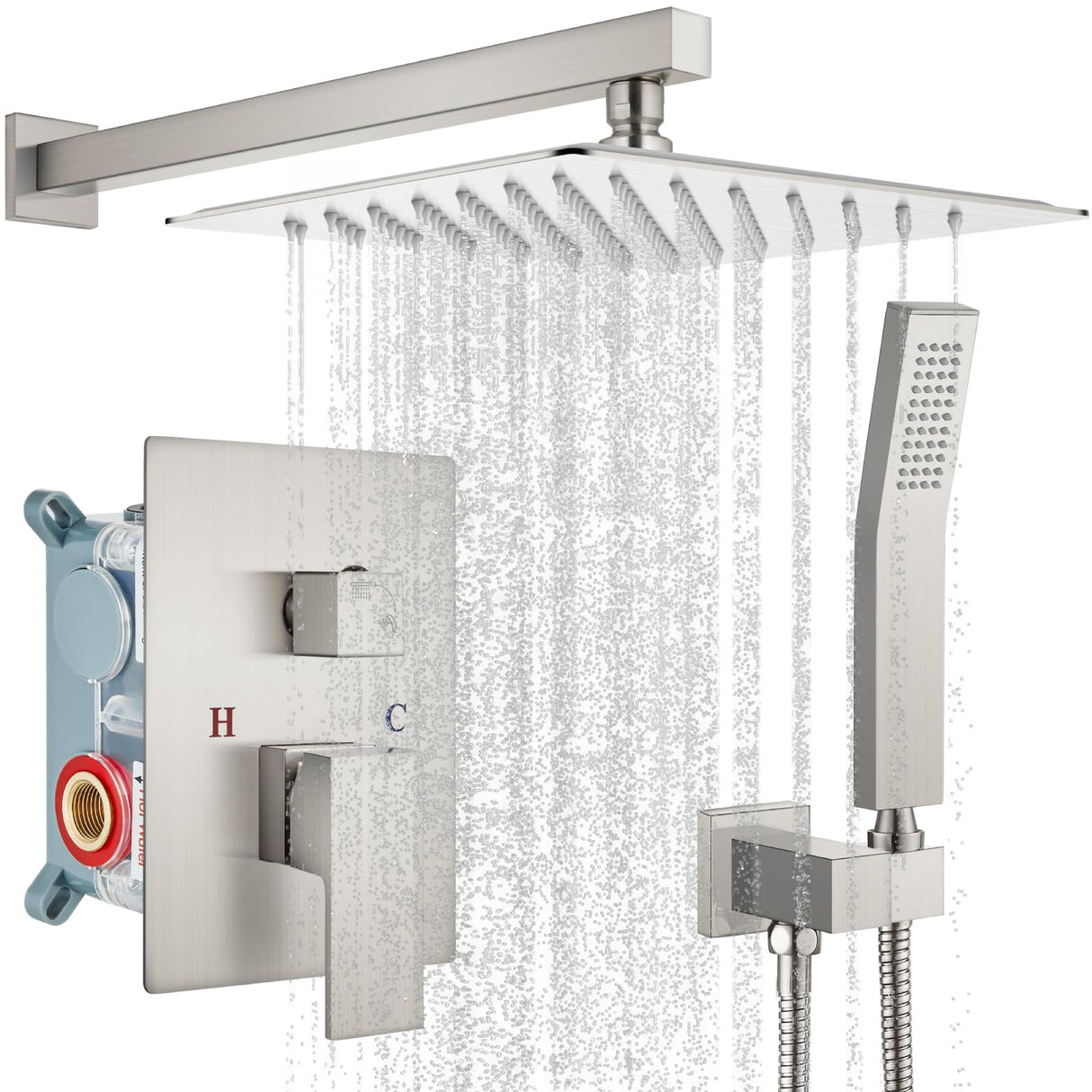 Grifería de Ducha Cuadrato + Ducha Teléfono Tipo Lluvia