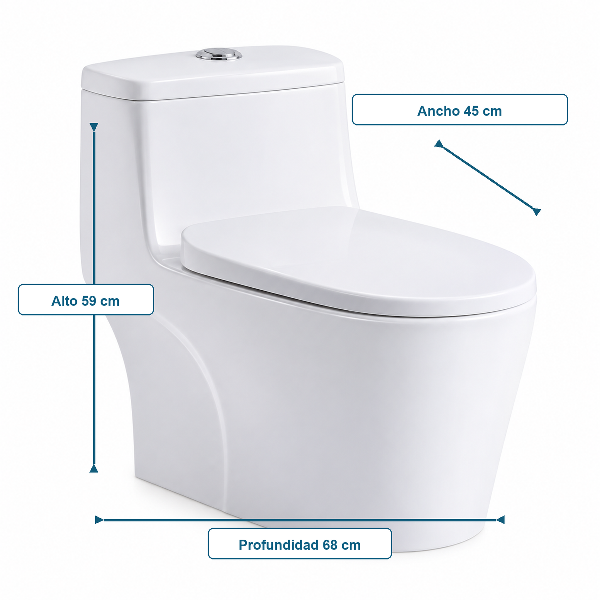 Sanitario One Piece S-Trap 300 mm 68 x 45 x 59 cm - medidas