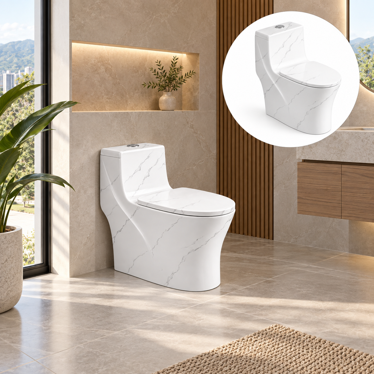Sanitario One Piece S-Trap 300 mm con Veta 68 x 37,5 x 63 cm - ambientación lejana