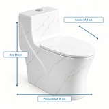 Sanitario One Piece S-Trap 300 mm con Veta 68 x 37,5 x 63 cm - medidas
