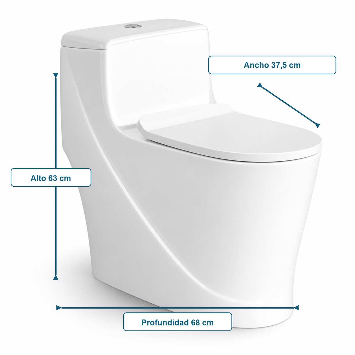Sanitario One Piece S-Trap 300 mm 68 x 37,5 x 63 cm - medidas