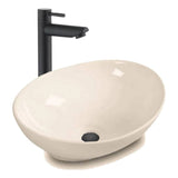 Kit Grifo Agua Fría Negra Lavamanos Canoa Beige Y Desagüe