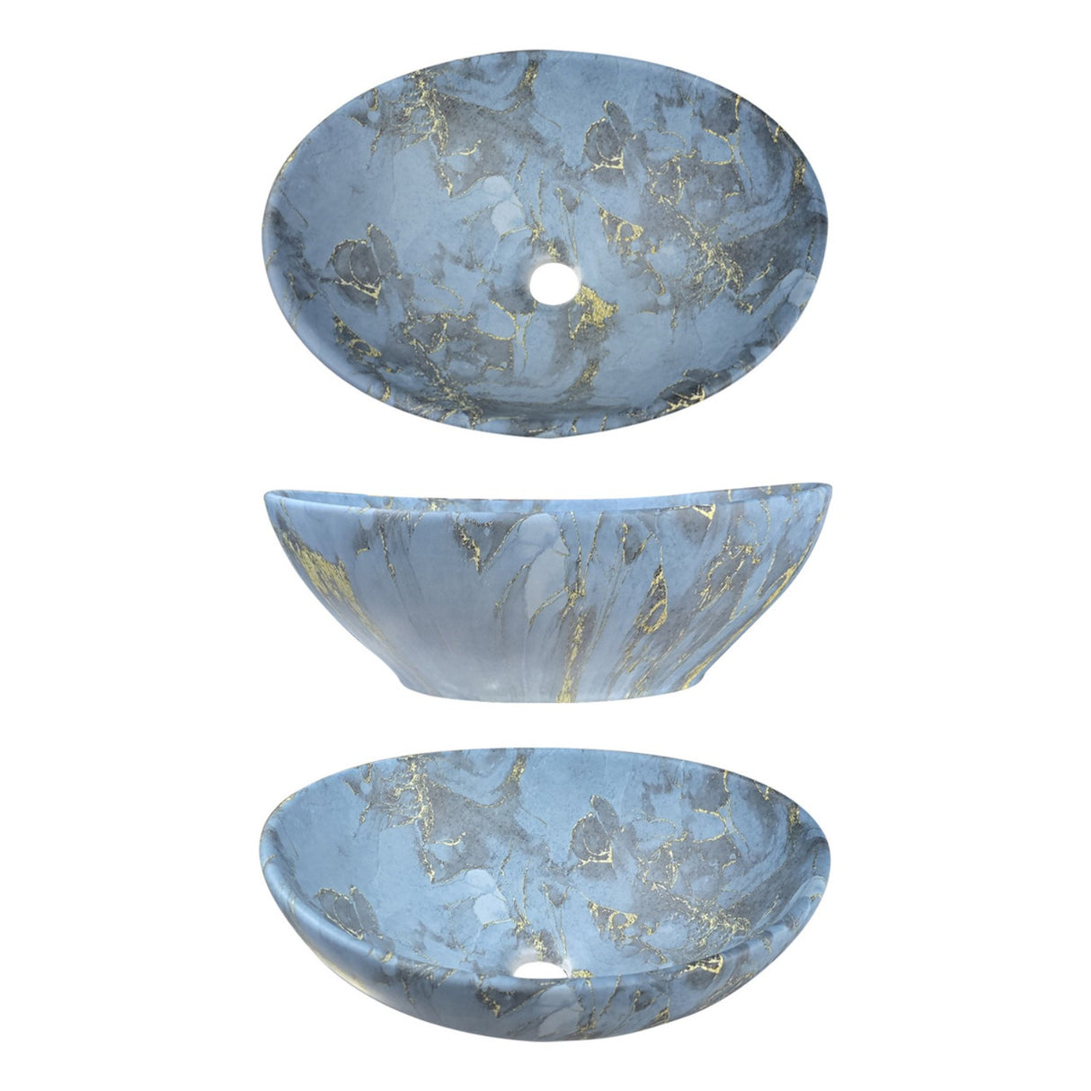 Lavamanos De Sobreponer Canoa Blue/gold