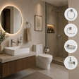 Baño premium con set de accesorios satinados x4 piezas instalado