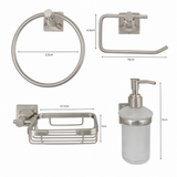 Medidas del set de accesorios para baño satinado x4 piezas