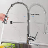 Llave Lavaplatos Monocontrol Extensible Negro Para Cocina Acabado Mate