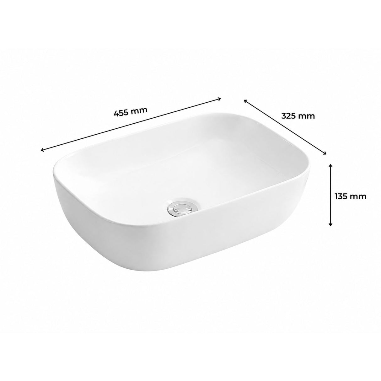 Lavamanos de Sobreponer Ópera Rectangular Blanco en Porcelana 45,5 × 32,5 × 13,5 cm