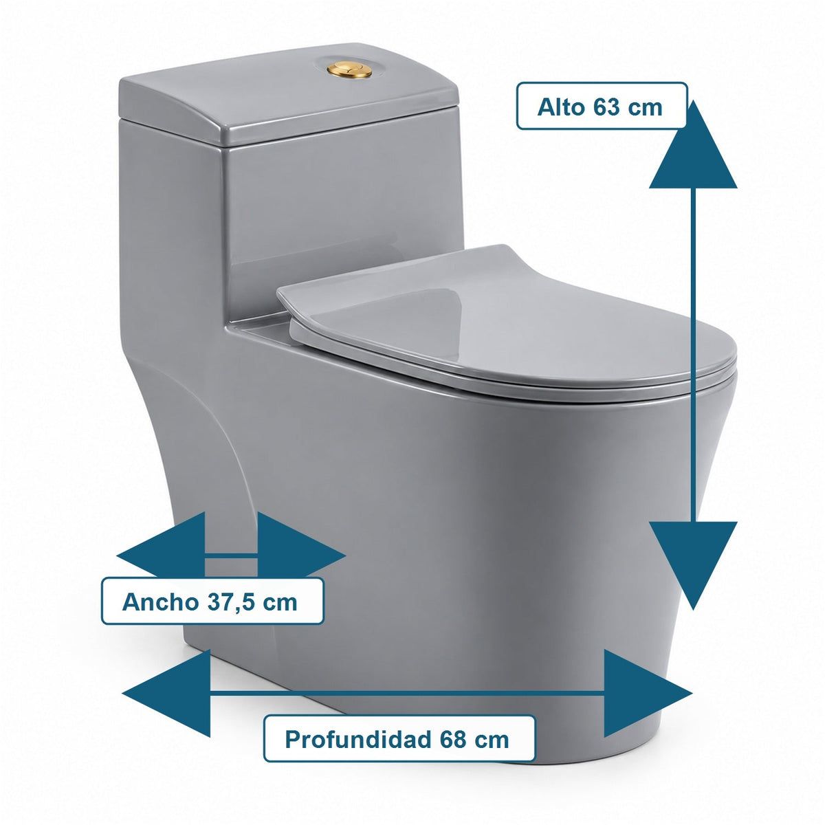 Sanitario One Piece S-Trap 300 Mm Gris 68 X 37,5 X 63 Cm
