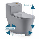 Sanitario One Piece S-Trap 300 Mm Gris 68 X 37,5 X 63 Cm