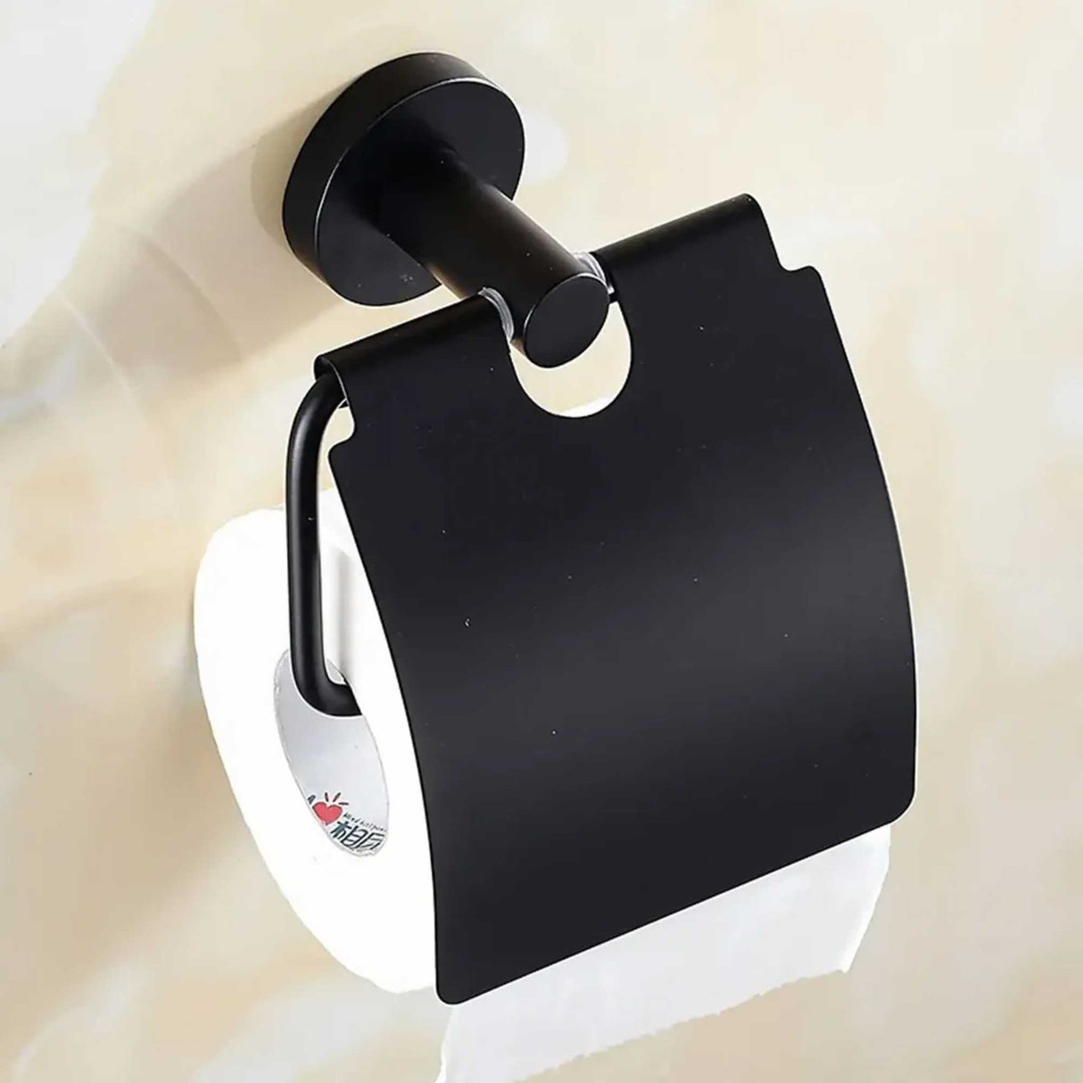 Porta Rollo con Tapa Negro Mate para Baño | Accesorio Moderno y Elegante