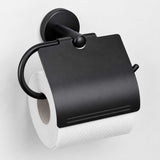 Porta Rollo con Tapa Negro Mate para Baño | Accesorio Moderno y Elegante
