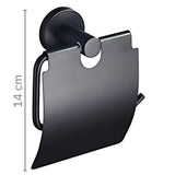 Porta Rollo con Tapa Negro Mate para Baño | Accesorio Moderno y Elegante