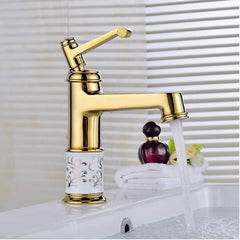 Grifería Monocontrol Lavamanos Bajo Egipto Oro Vintage | Diseño Elegante para Baño Moderno