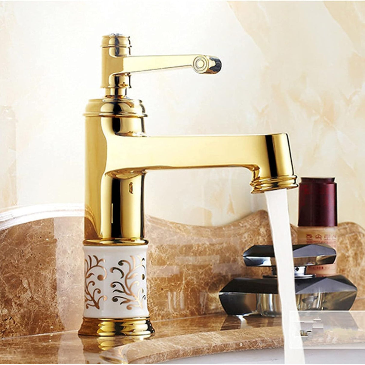 Grifería Monocontrol Lavamanos Bajo Egipto Oro Vintage | Diseño Elegante para Baño Moderno