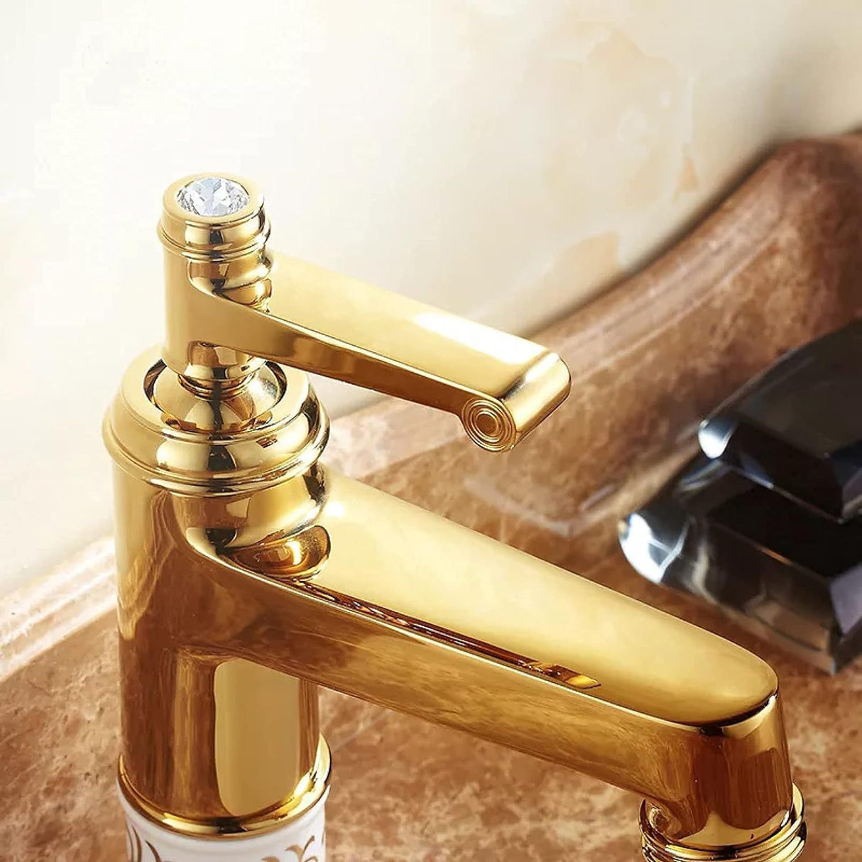 Grifería Monocontrol Lavamanos Bajo Egipto Oro Vintage | Diseño Elegante para Baño Moderno