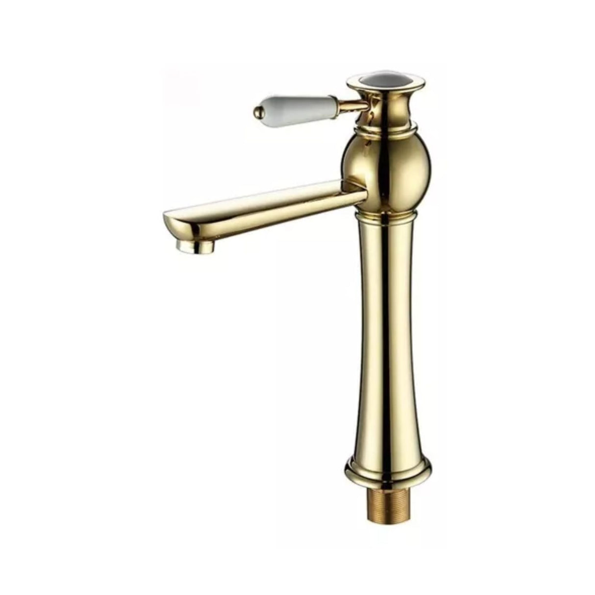 Grifería Monocontrol Lavamanos Alto Oro con Manija en Porcelana | Diseño Vintage Elegante