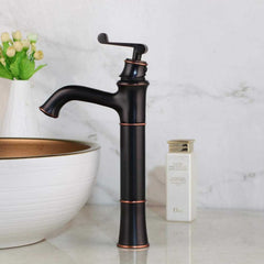 Grifería Monocontrol Lavamanos Alta Negro Mate | Diseño Moderno para Lavamanos Sobreponer