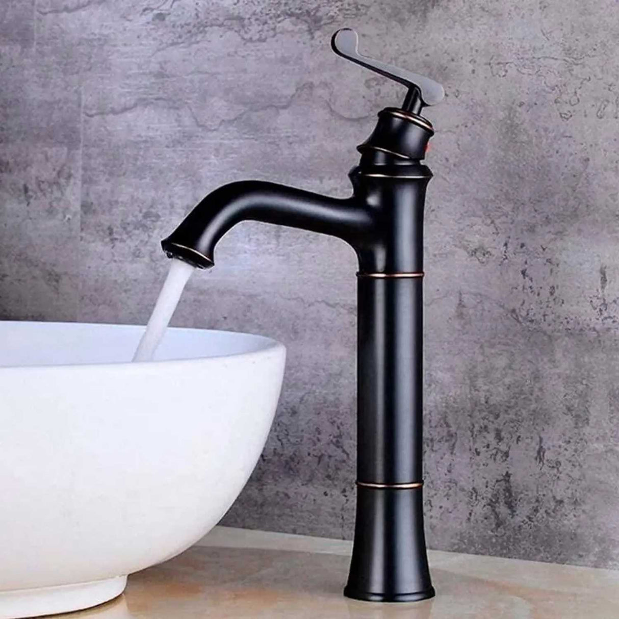 Grifería Monocontrol Lavamanos Alta Negro Mate | Diseño Moderno para Lavamanos Sobreponer