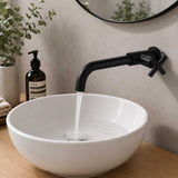 Llave Lavamanos Pared Negra Mate 22 cm | Grifería Moderna para Baño Elegante