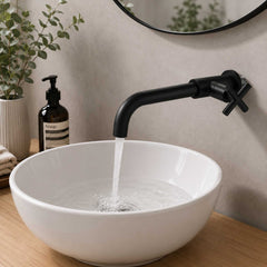 Llave Lavamanos Pared Negra Mate 22 cm | Grifería Moderna para Baño Elegante