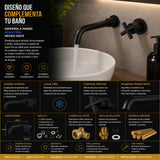 Llave Lavamanos Pared Negra Mate 22 cm | Grifería Moderna para Baño Elegante