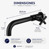 Llave Lavamanos Pared Negra Mate 22 cm | Grifería Moderna para Baño Elegante