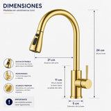 Grifería Lavaplatos Extraíble Oro Cepillado Alta Calidad