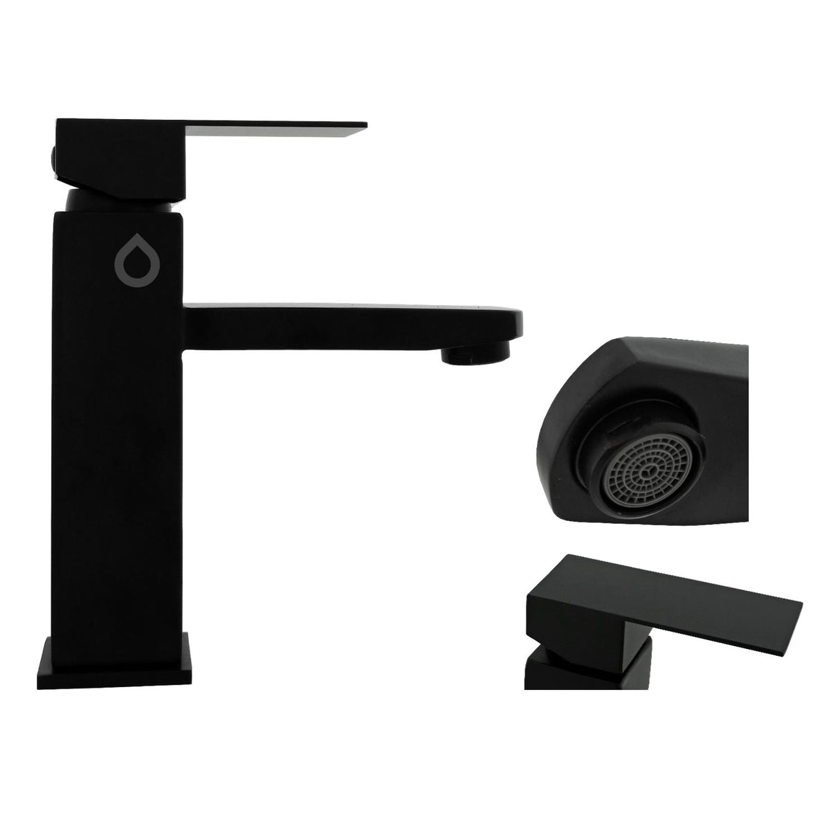 Grifería Lavamanos Mezclador Poste Bajo Negra