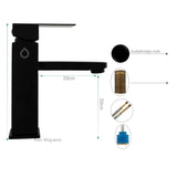 Grifería Lavamanos Mezclador Poste Bajo Negra