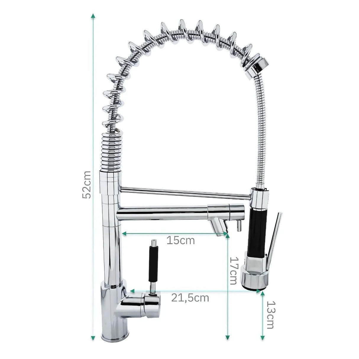 Grifería monocontrol espiral gourmet doble salida cromada - detalle