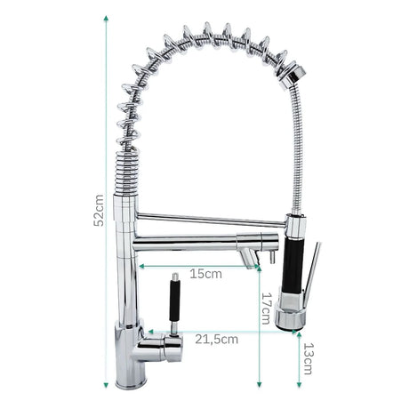 Combo Grifería Monocontrol Espiral Gourmet Doble Salida Cromada + Dispensador Jabón Líquido Mesa Push Blanco