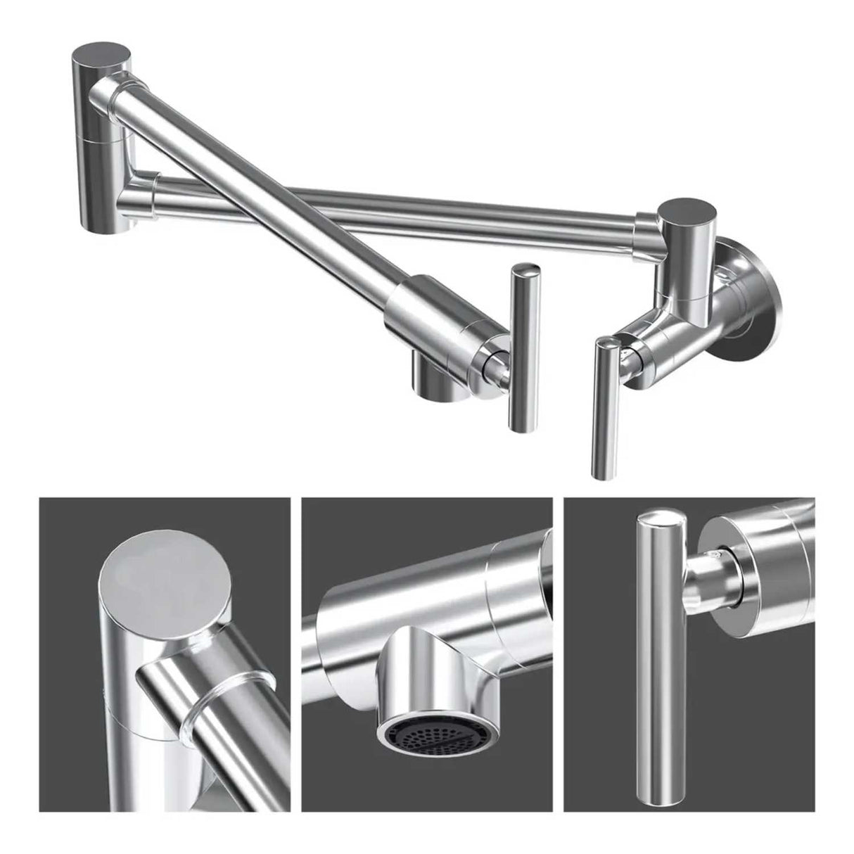 Llave Pared Escualizable Acero Inoxidable 304 Satin 58 cm | Grifería Flexible para Cocina