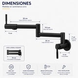 Llave Pared Escualizable Acero Inoxidable 304 Negro Mate 58 cm | Grifería Flexible Moderna