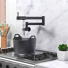 Llave Pared Escualizable Acero Inoxidable 304 Negro Mate 58 cm | Grifería Flexible Moderna