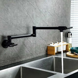 Llave Pared Escualizable Acero Inoxidable 304 Negro Mate 58 cm | Grifería Flexible Moderna