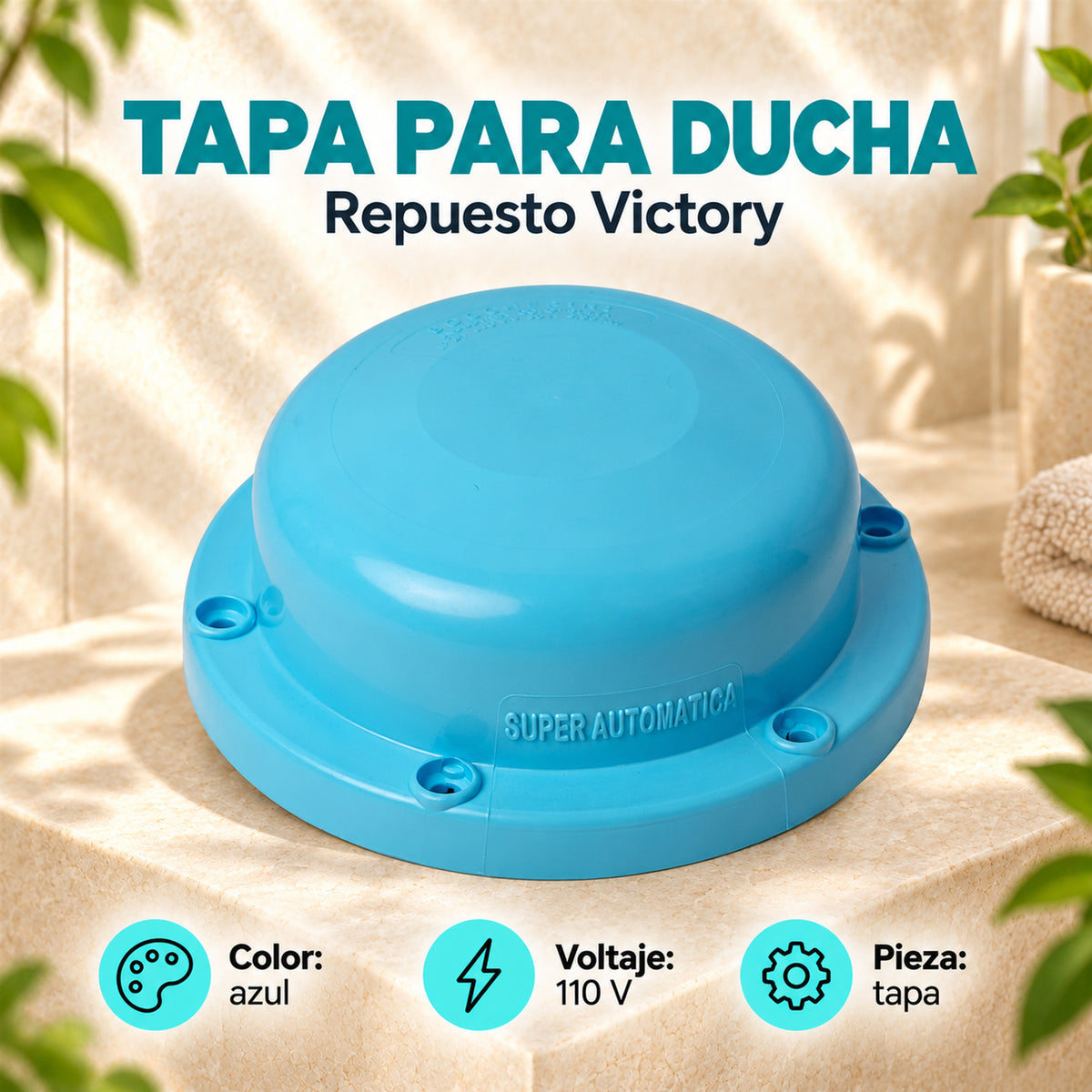 Características de tapa victory azul para ducha 110 v